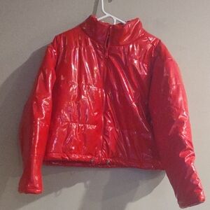 Taxi‎ Women's 1X Red Puffer Crop Jacket